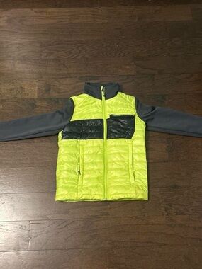 ObermeyerNeon Yellow Quilted Jacket with Gray Sleeves